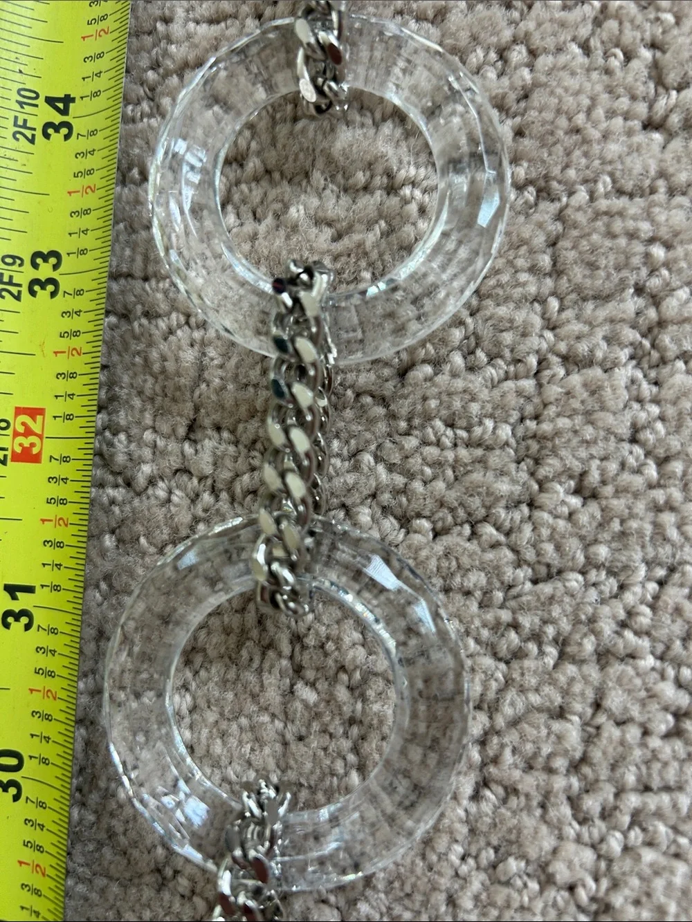 Suzi Roher Clear Ring-Link Acrylic Belt with Silver Hardware
